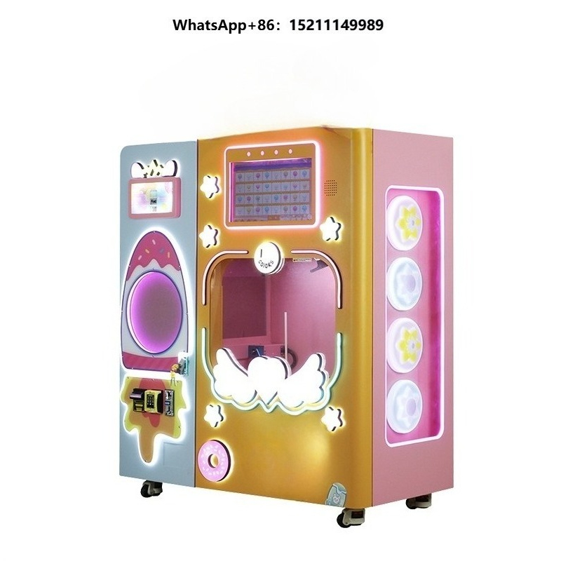 Candy Vending Machine - 132 Große Kommerzielle Vollautomatische Zuckerwattemaschine, 4G-Netzwerkkompatibel,