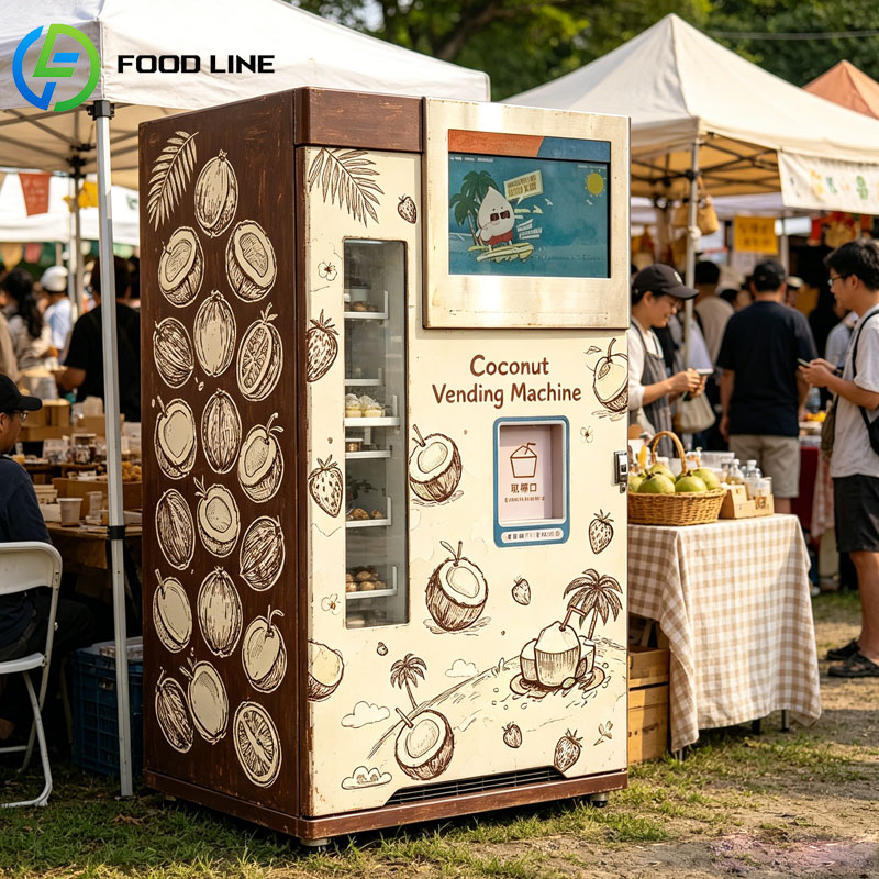 Open Vending Machine - Frische-Kokosnuss-Verkaufsautomat Intelligente KI-gesteuerte Automatische Kokosnuss-Öffnungs- und